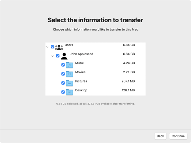 select all the file types you want to transfer